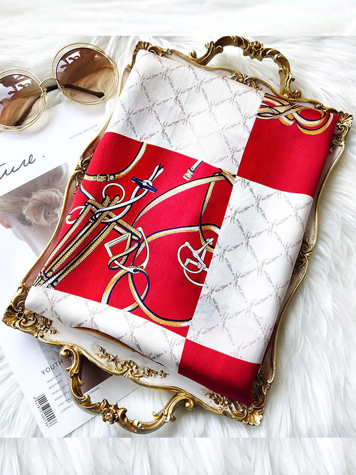 Foulard Châle Long Rectangulaire 100% Soie de Mûrier Imprimé 170x53cm - Image 28