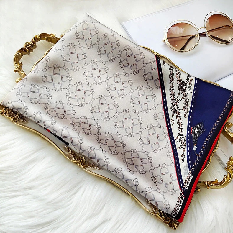 Foulard Châle Long Rectangulaire 100% Soie de Mûrier Imprimé 170x53cm - Image 33