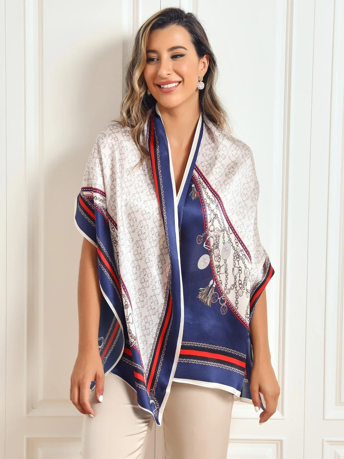 Foulard Châle Long Rectangulaire 100% Soie de Mûrier Imprimé 170x53cm - Image 34