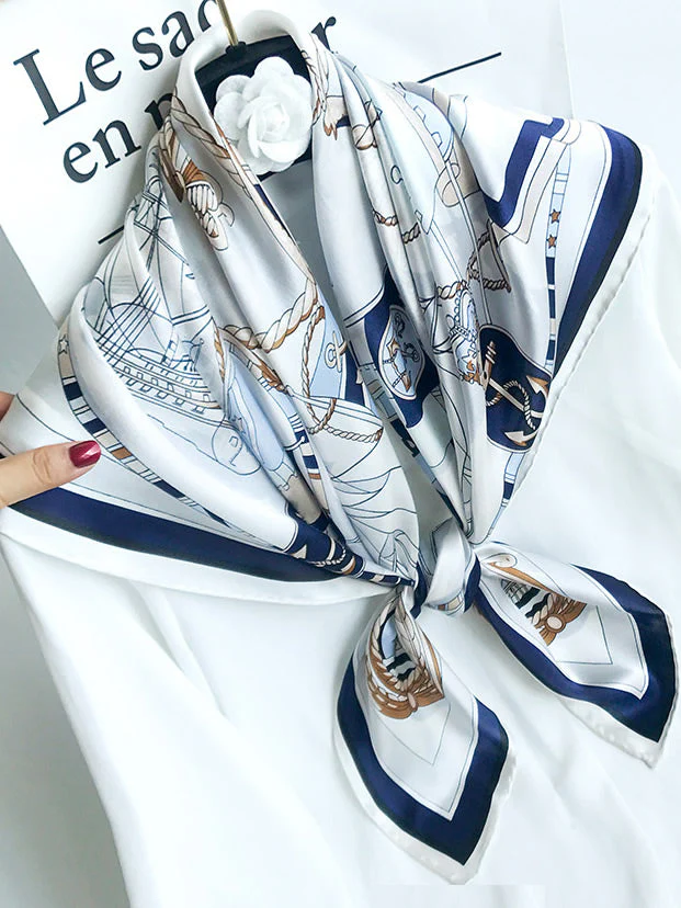 Foulard Châle Carré 100% Soie de Mûrier Imprimé 88*88cm - Image 15