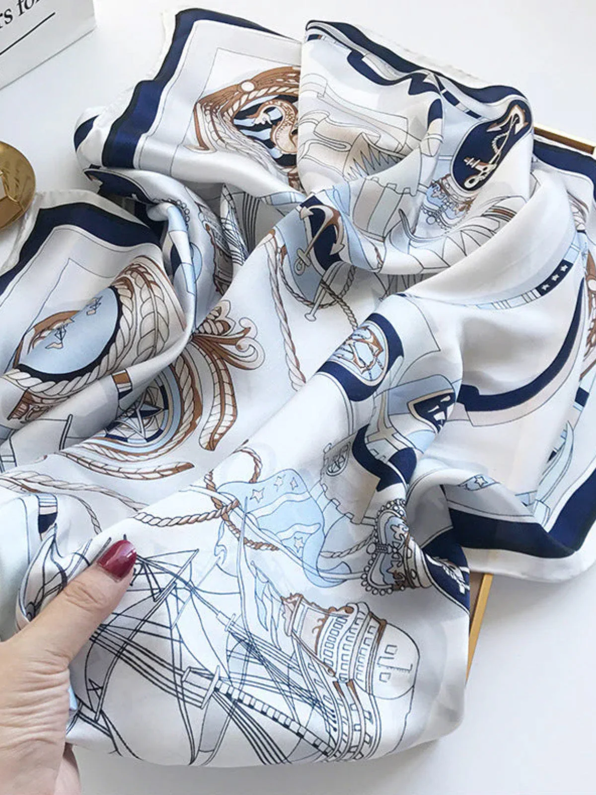 Foulard Châle Carré 100% Soie de Mûrier Imprimé 88*88cm - Image 17