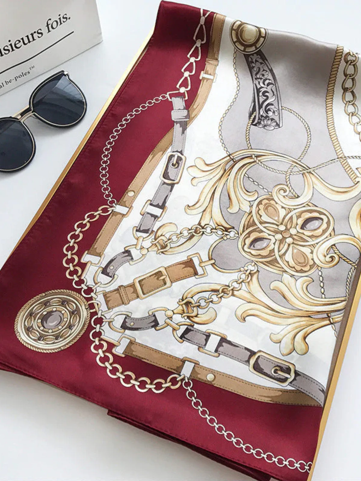 Foulard Châle Carré 100% Soie de Mûrier Imprimé 88*88cm - Image 32