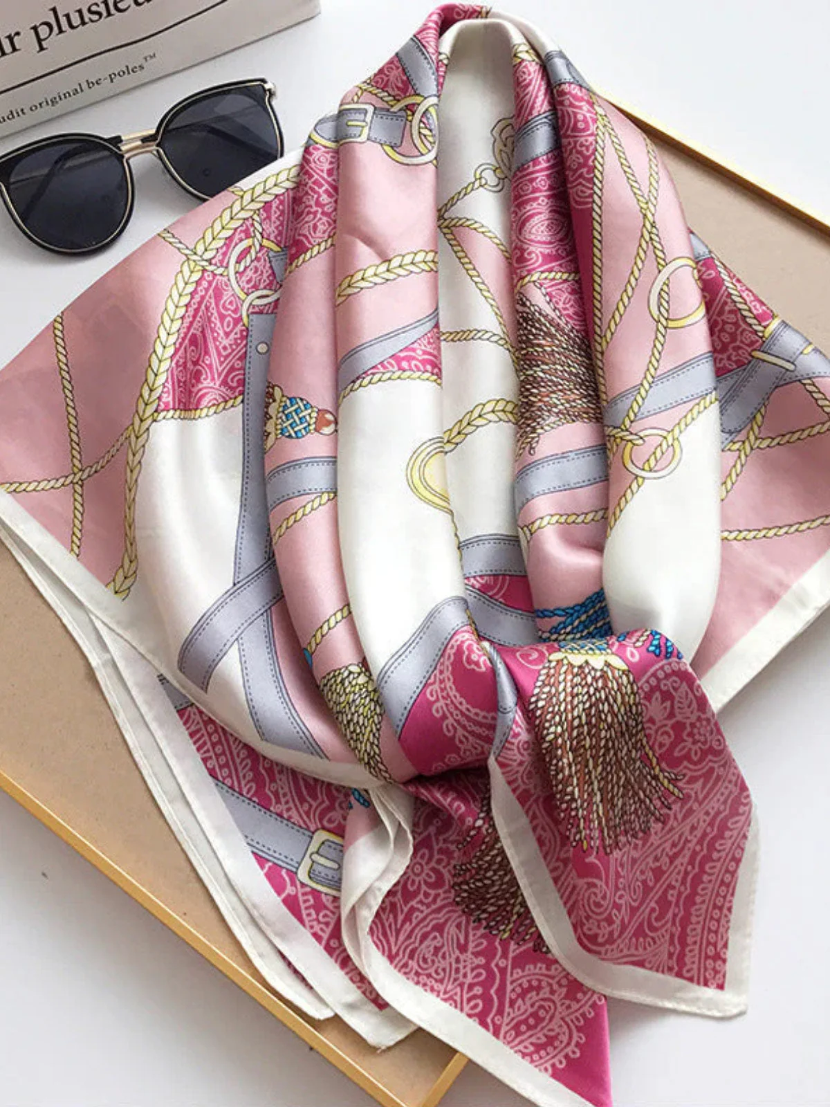 Foulard Châle Carré 100% Soie de Mûrier Imprimé 88*88cm - Image 35