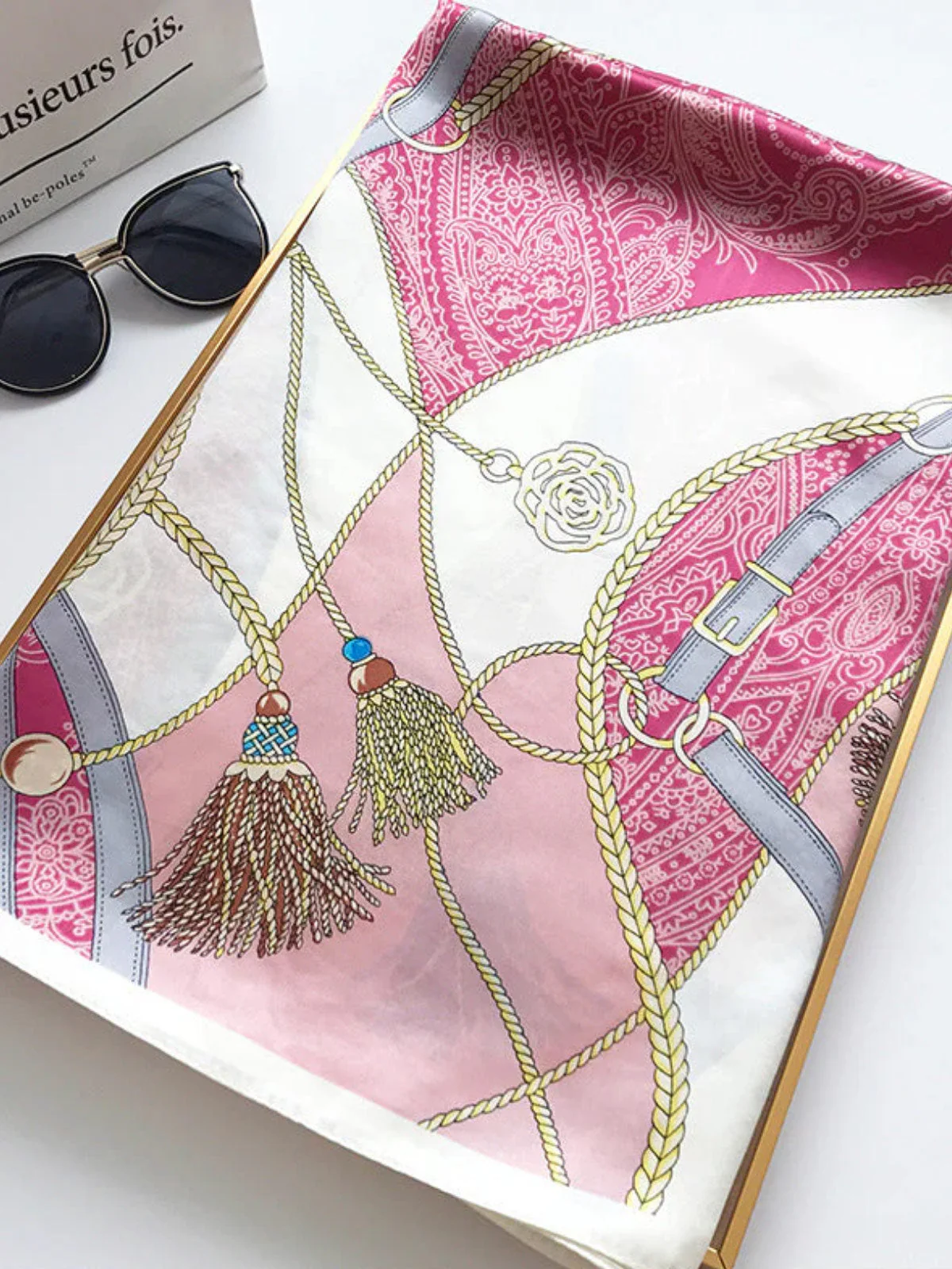 Foulard Châle Carré 100% Soie de Mûrier Imprimé 88*88cm - Image 36