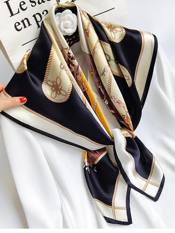 Foulard Châle Carré 100% Soie de Mûrier Imprimé 88*88cm - Image 38