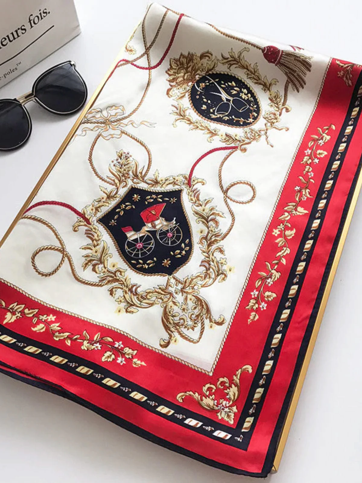 Foulard Châle Carré 100% Soie de Mûrier Imprimé 88*88cm - Image 46