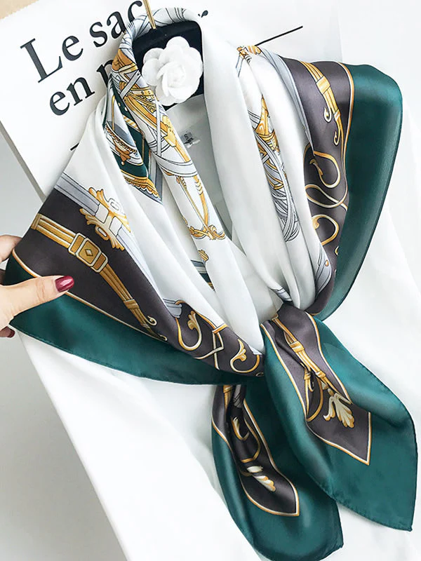 Foulard Châle Carré 100% Soie de Mûrier Imprimé 88*88cm - Image 47