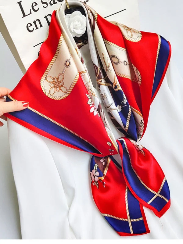 Foulard Châle Carré 100% Soie de Mûrier Imprimé 88*88cm - Image 55