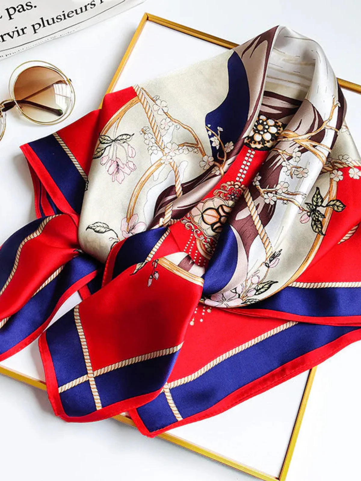 Foulard Châle Carré 100% Soie de Mûrier Imprimé 88*88cm - Image 56