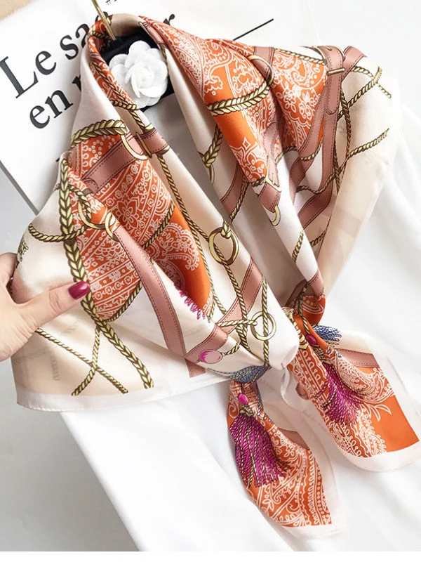 Foulard Châle Carré 100% Soie de Mûrier Imprimé 88*88cm - Image 34