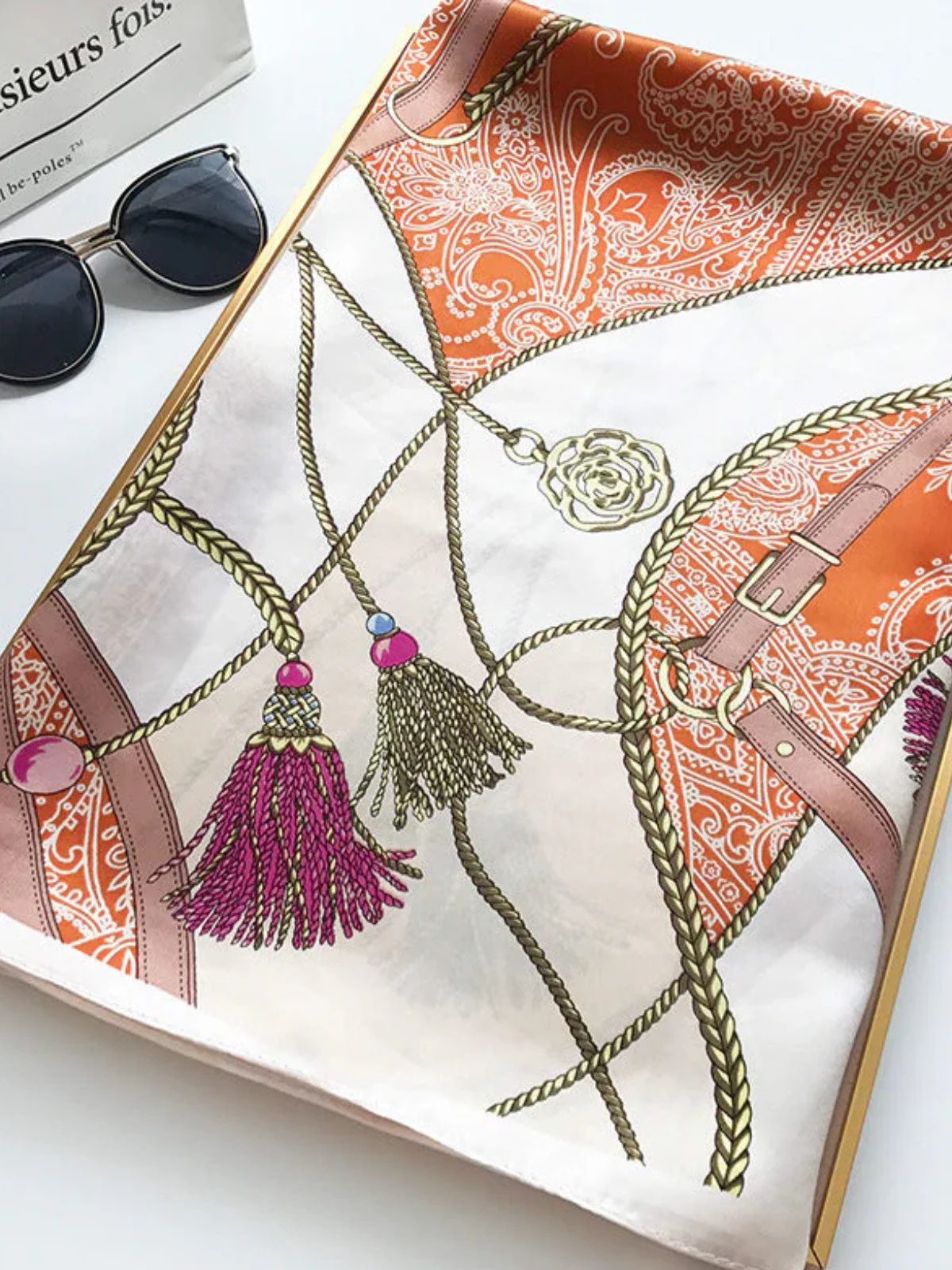 Foulard Châle Carré 100% Soie de Mûrier Imprimé 88*88cm - Image 36