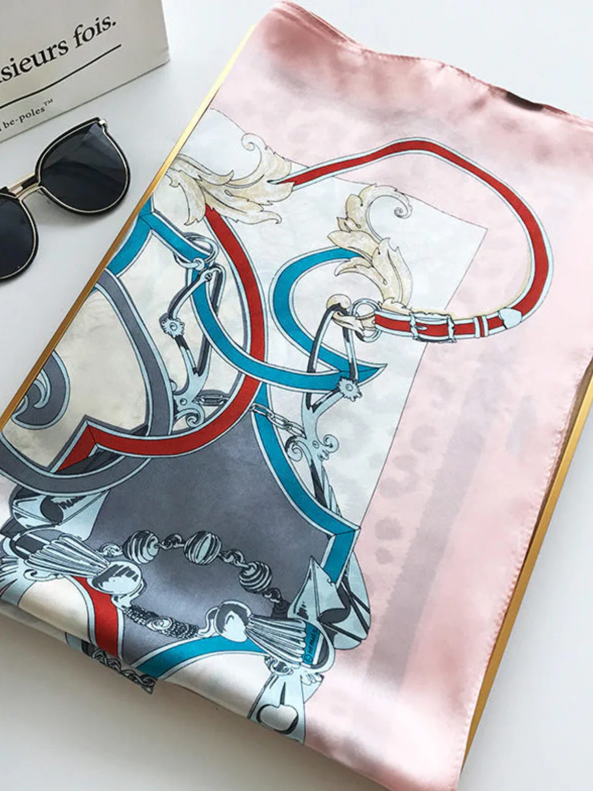 Foulard Châle Carré 100% Soie de Mûrier Imprimé 88*88cm - Image 52