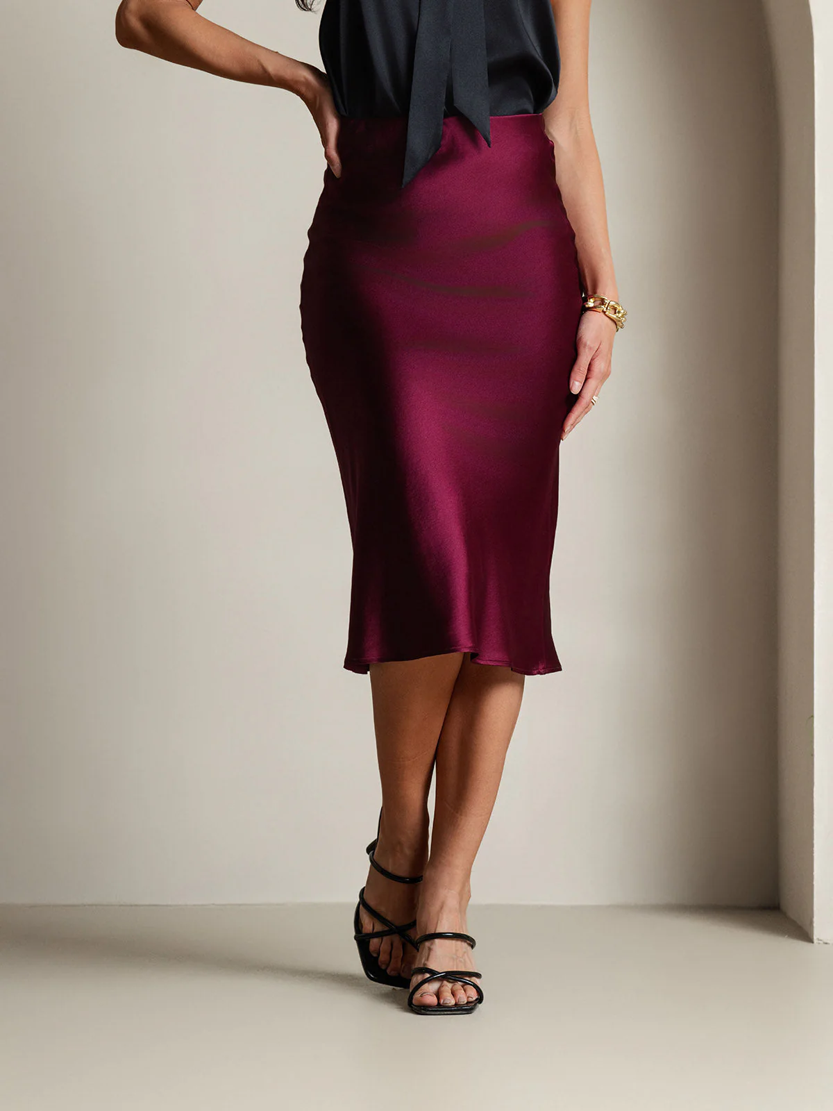 Jupe Élégante Basique en Soie Pure - Image 33
