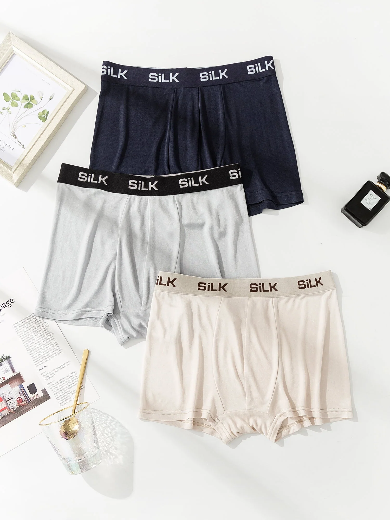 Lot de 3 Boxers Homme Ultra Doux Confortables en Soie Pure - Image 22