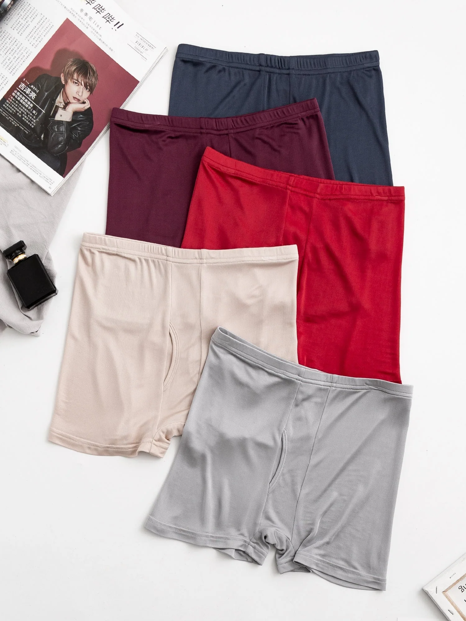 5 Boxers Homme en Soie Pure avec Ouverture à Braguette - Image 23