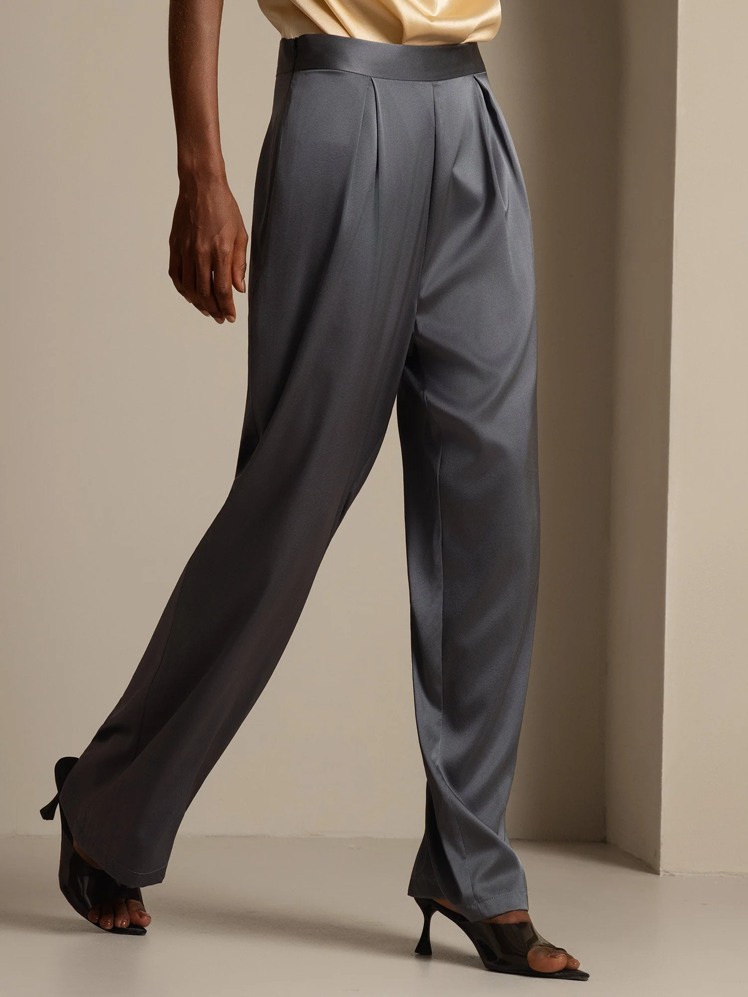 19Momme Pantalons en Soie à Jambes Larges Décontractés - Image 14