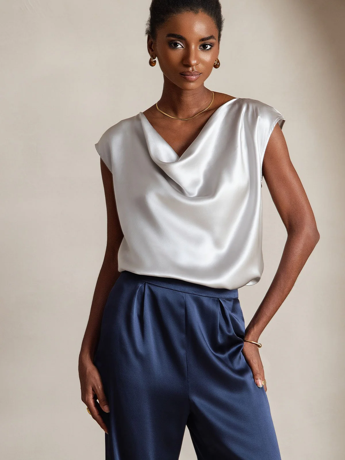 19Momme Pantalons en Soie à Jambes Larges Décontractés - Image 20