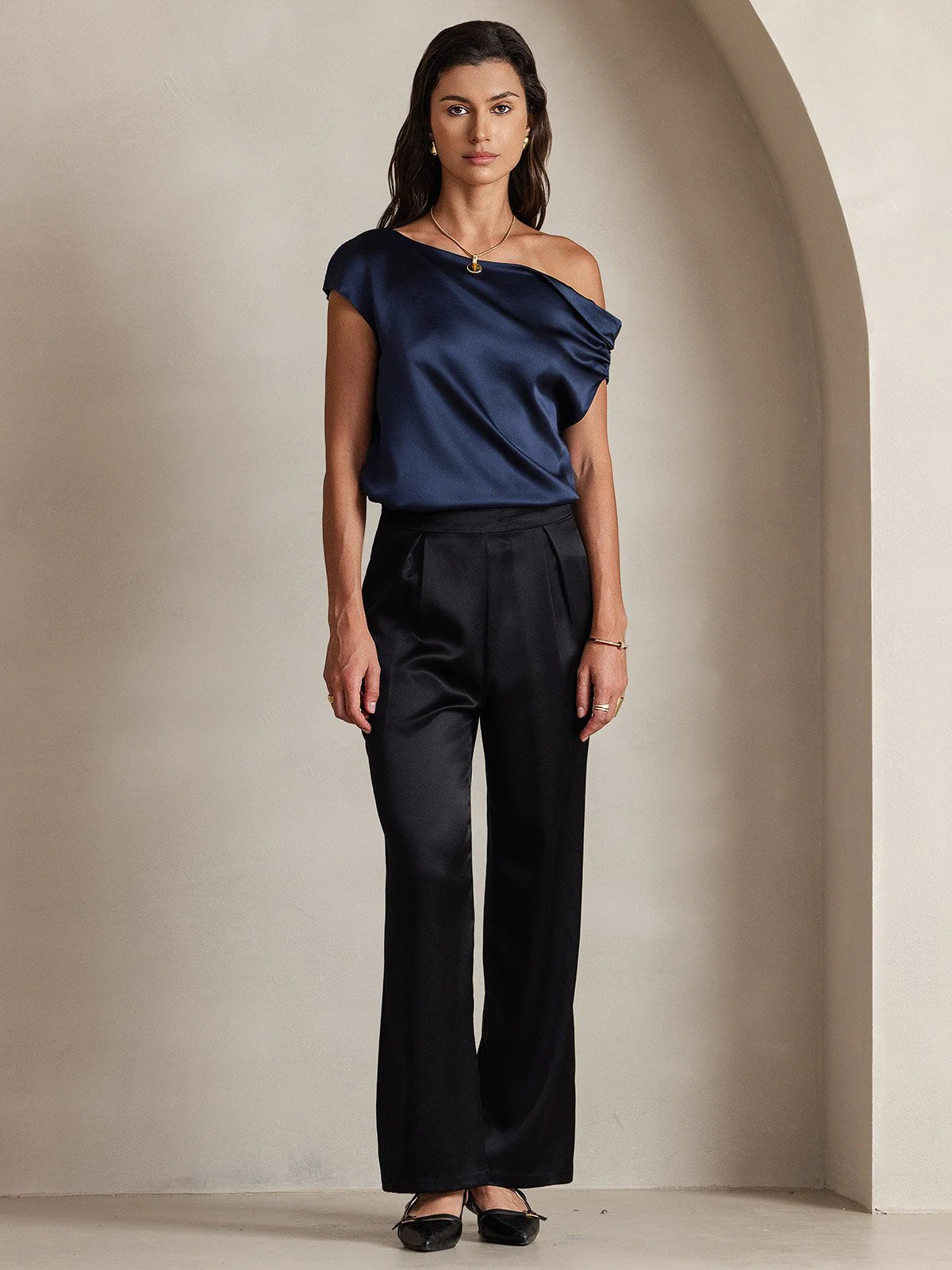 19Momme Pantalons en Soie à Jambes Larges Décontractés - Image 23