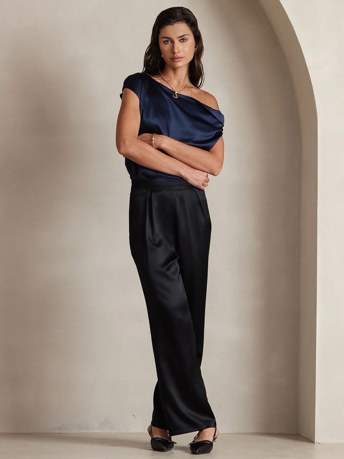 19Momme Pantalons en Soie à Jambes Larges Décontractés - Image 29