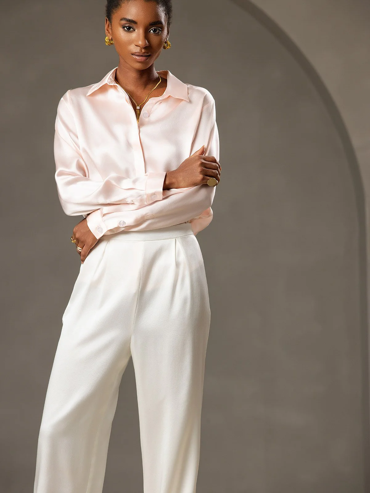 19Momme Pantalons en Soie à Jambes Larges Décontractés - Image 3