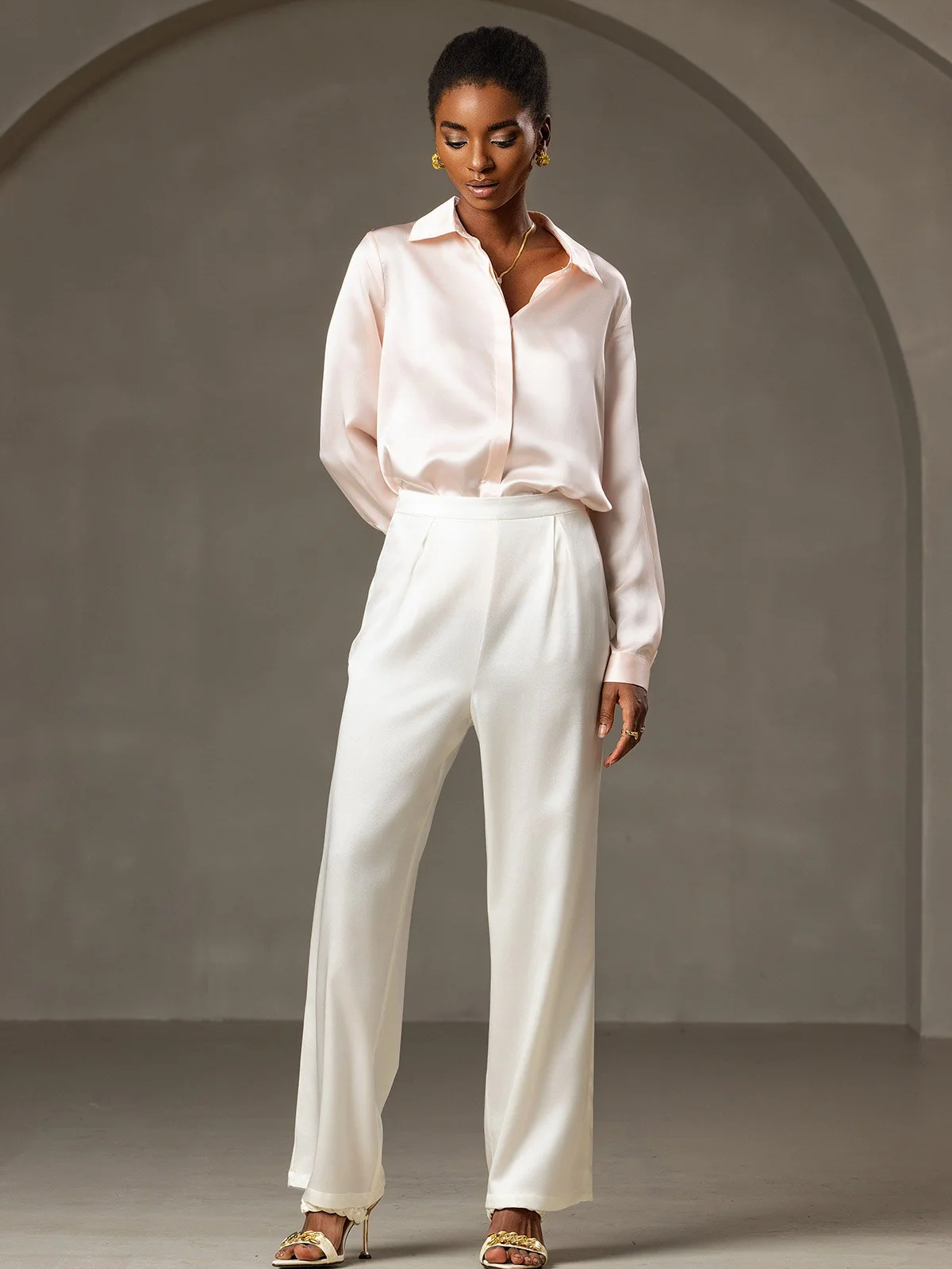 19Momme Pantalons en Soie à Jambes Larges Décontractés - Image 6