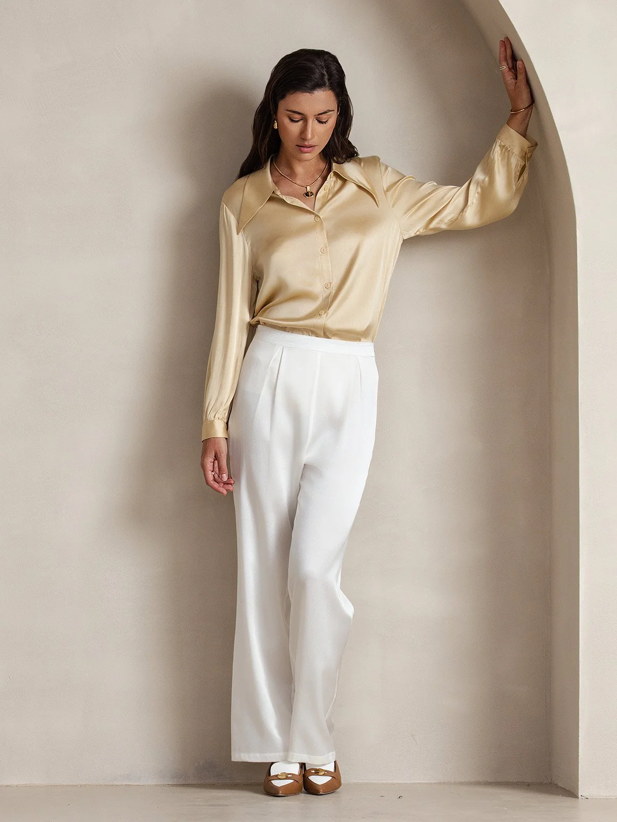 19Momme Pantalons en Soie à Jambes Larges Décontractés - Image 8