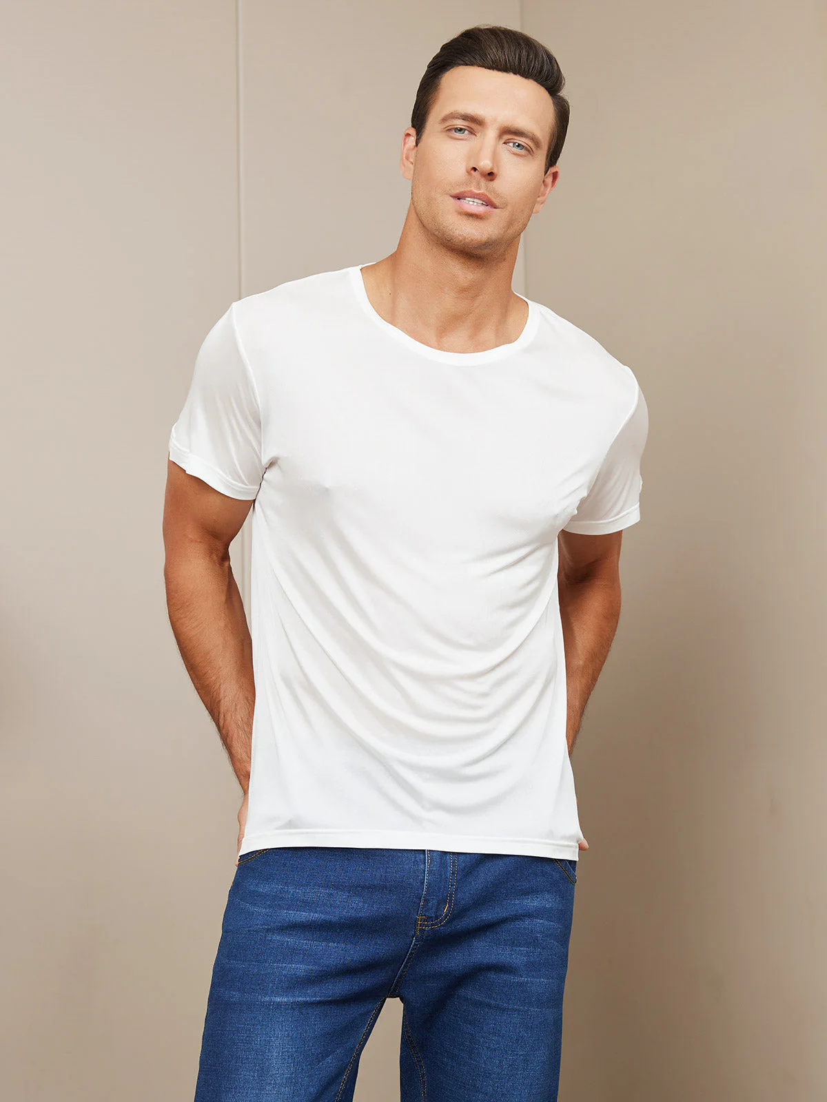 T-Shirt En Pure Soie À Col Rond Pour Homme - Image 10