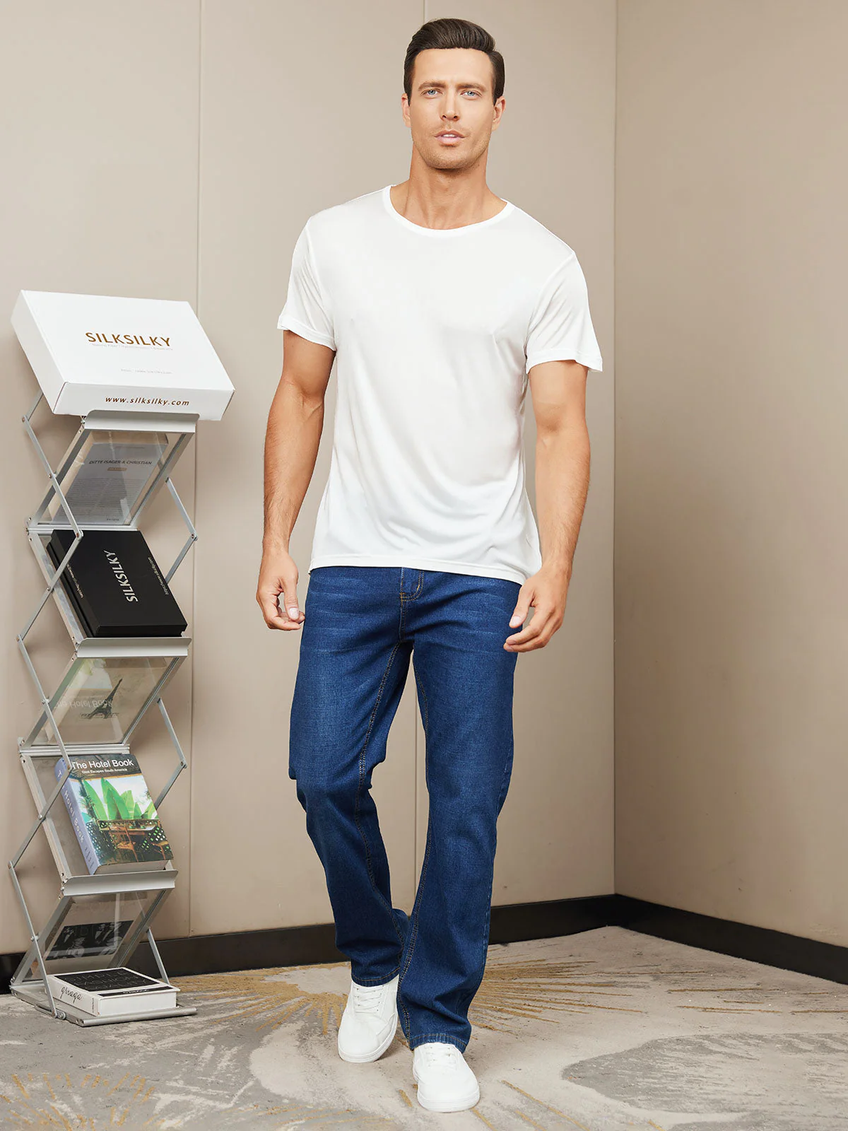 T-Shirt En Pure Soie À Col Rond Pour Homme - Image 12