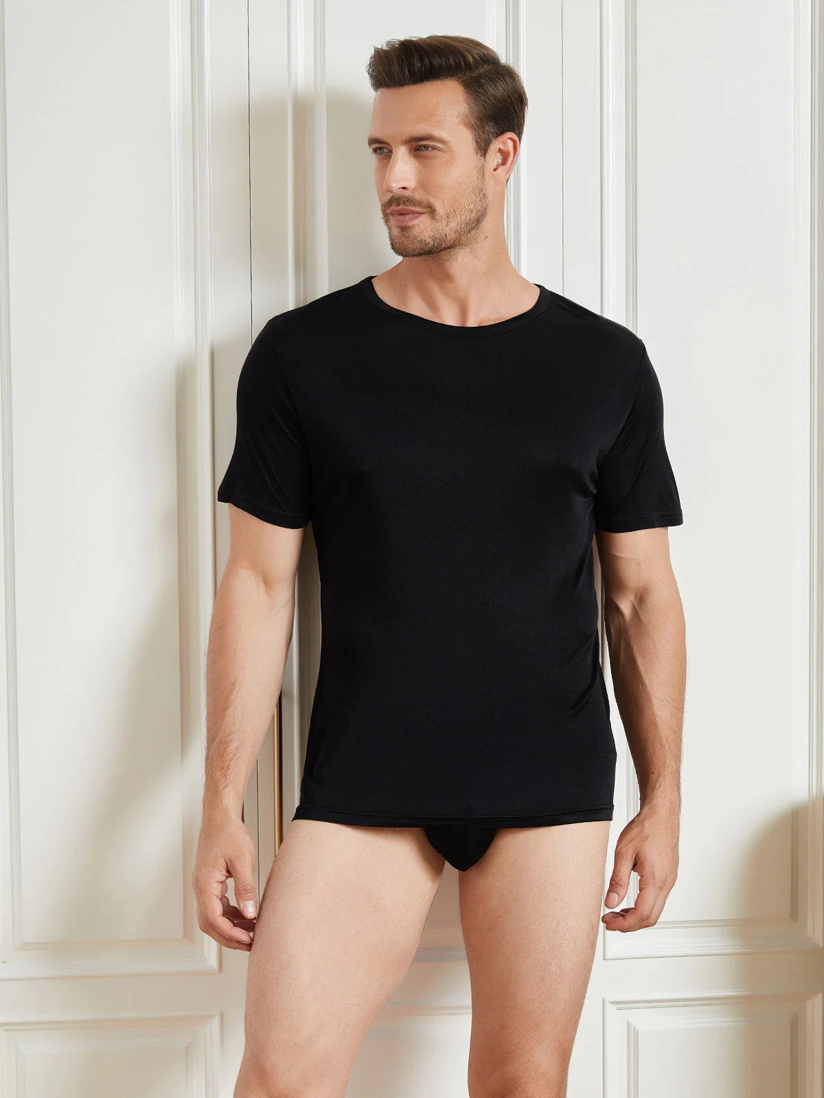 T-Shirt En Pure Soie À Col Rond Pour Homme - Image 17