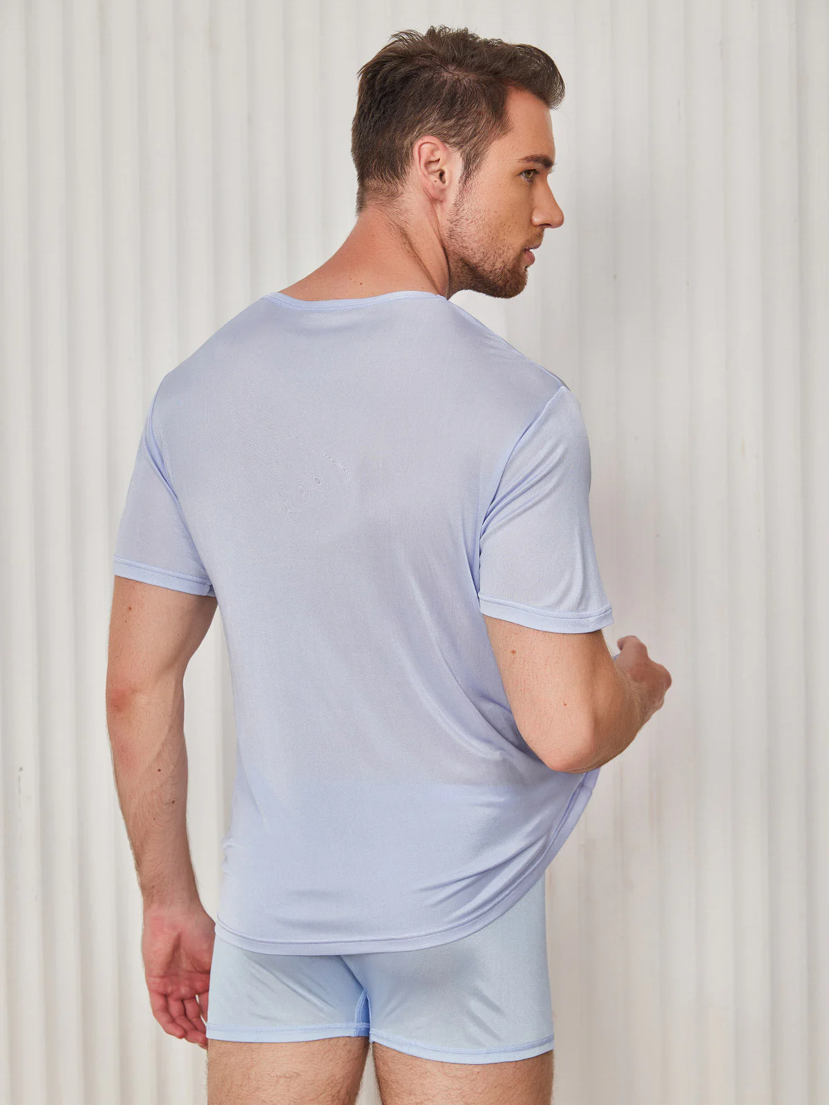 T-Shirt En Pure Soie À Col Rond Pour Homme - Image 31