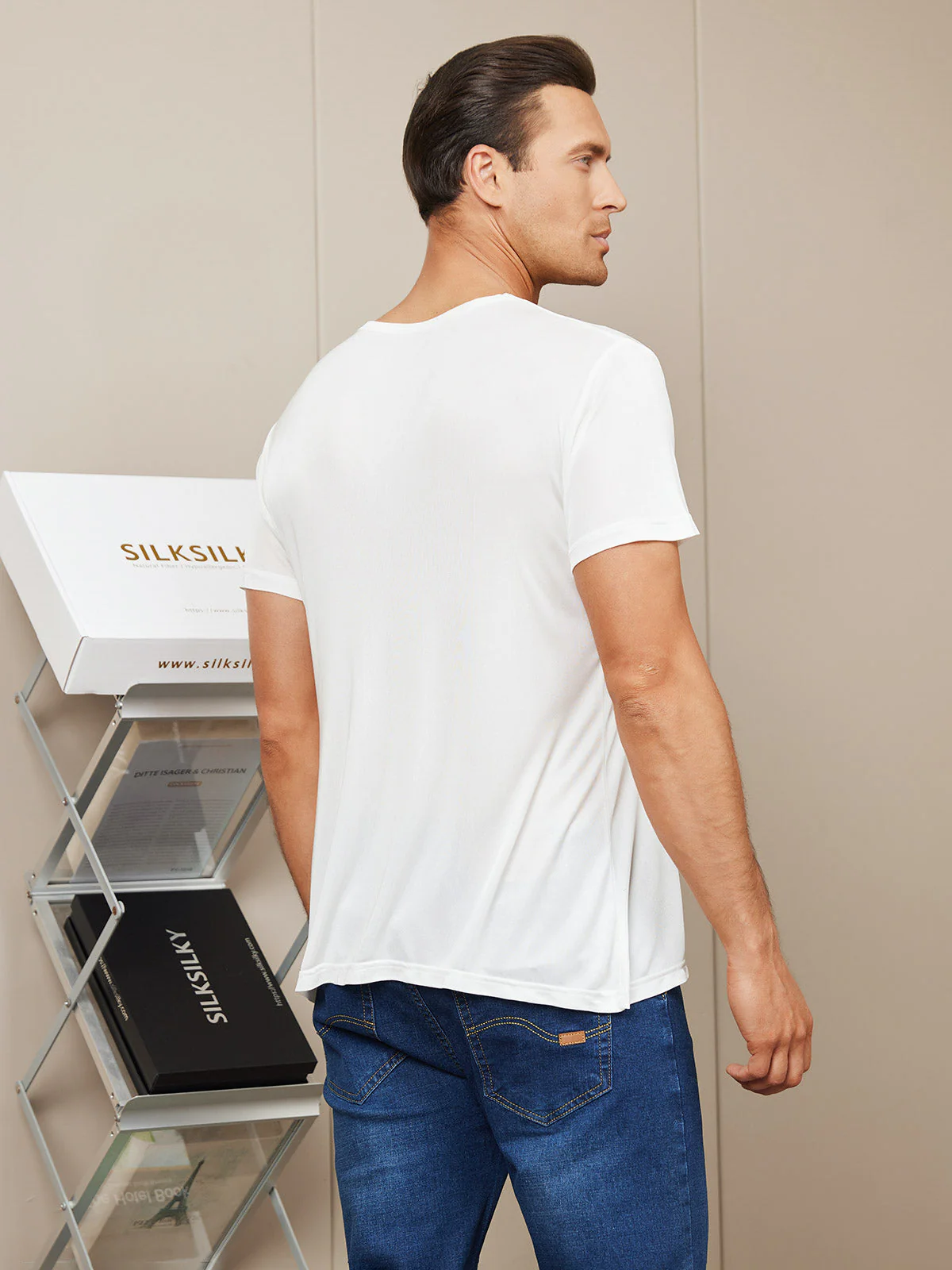 T-Shirt En Pure Soie À Col Rond Pour Homme - Image 8