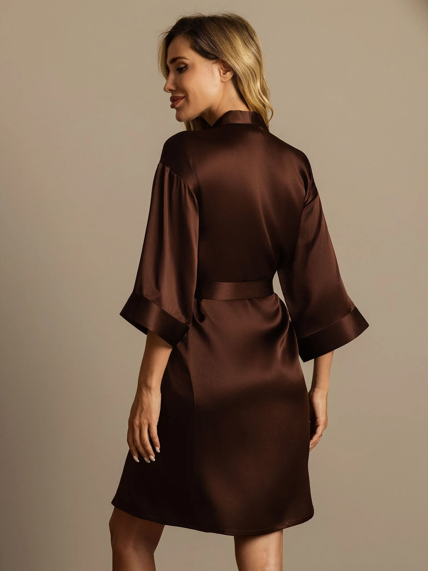 Kimono En Pure Soie Pour Femme À Manches 3/4 - Image 14