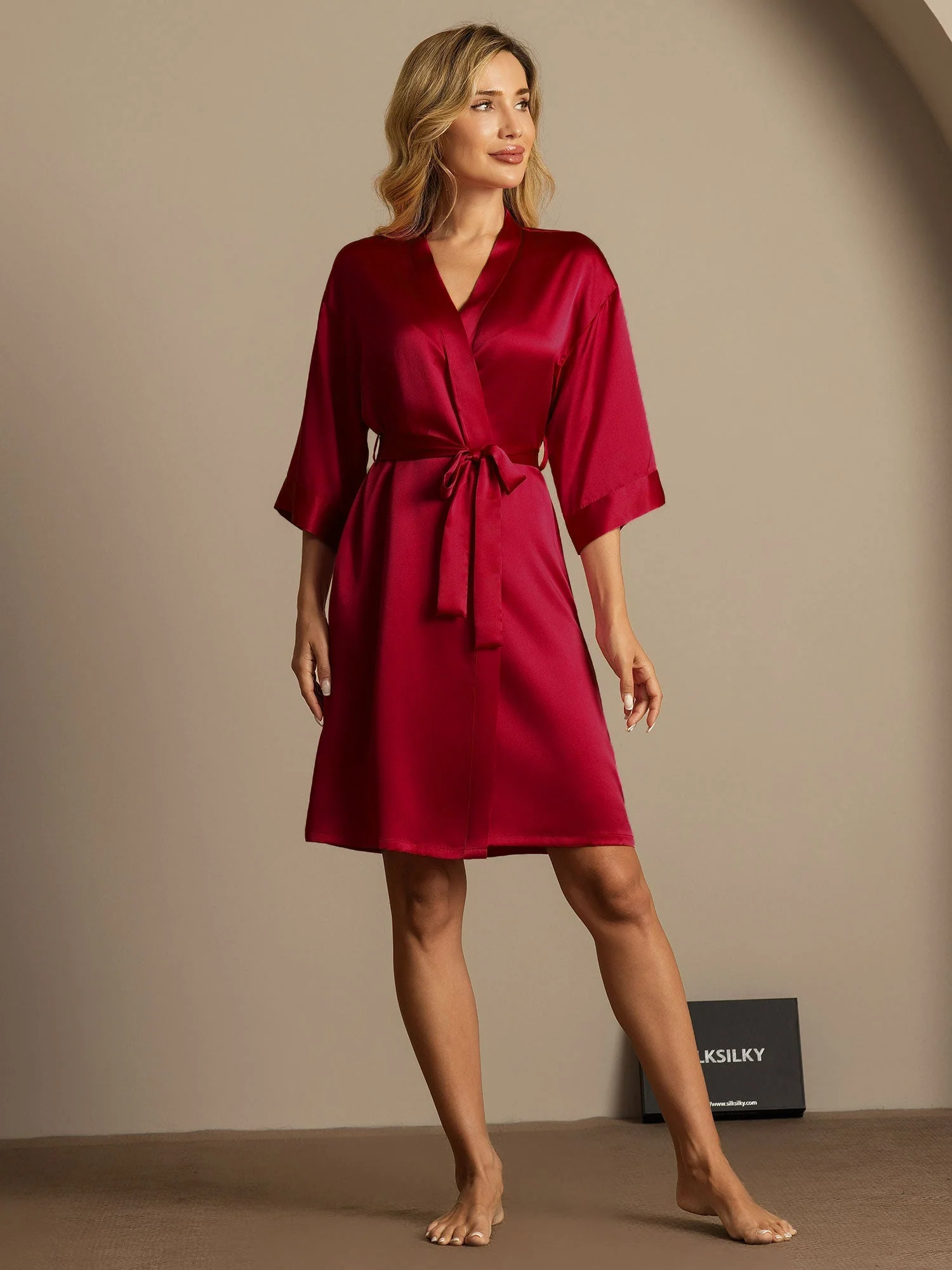 Kimono En Pure Soie Pour Femme À Manches 3/4 - Image 62