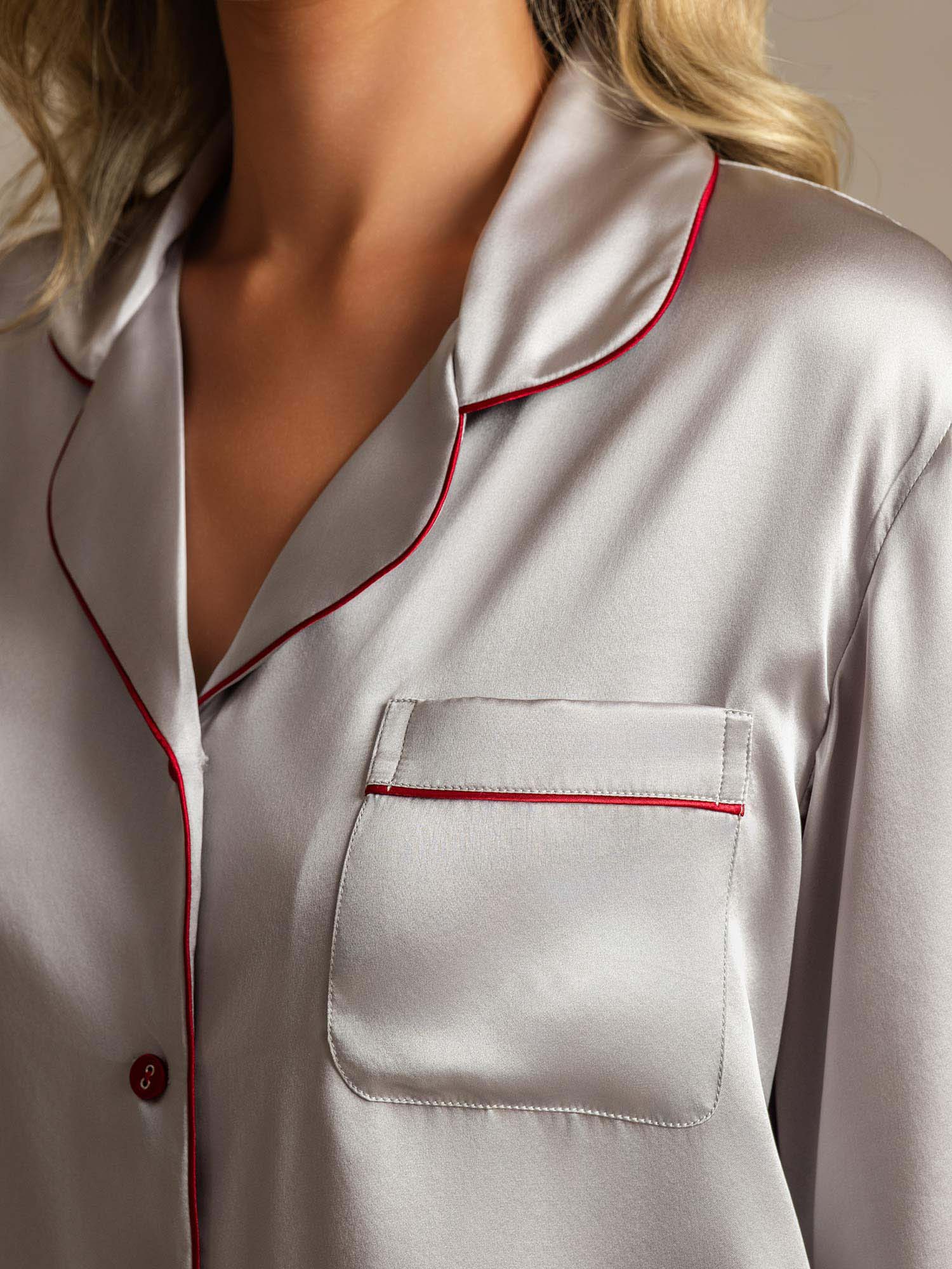 Ensemble de Pyjama à Bordure en Soie Pure 2Pcs - Image 53