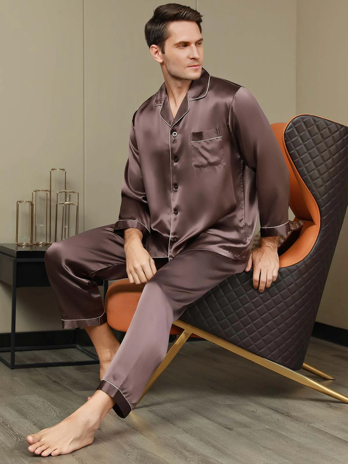 Ensemble Pyjama Pour Homme En Pure Soie À Manches Longues - Image 10