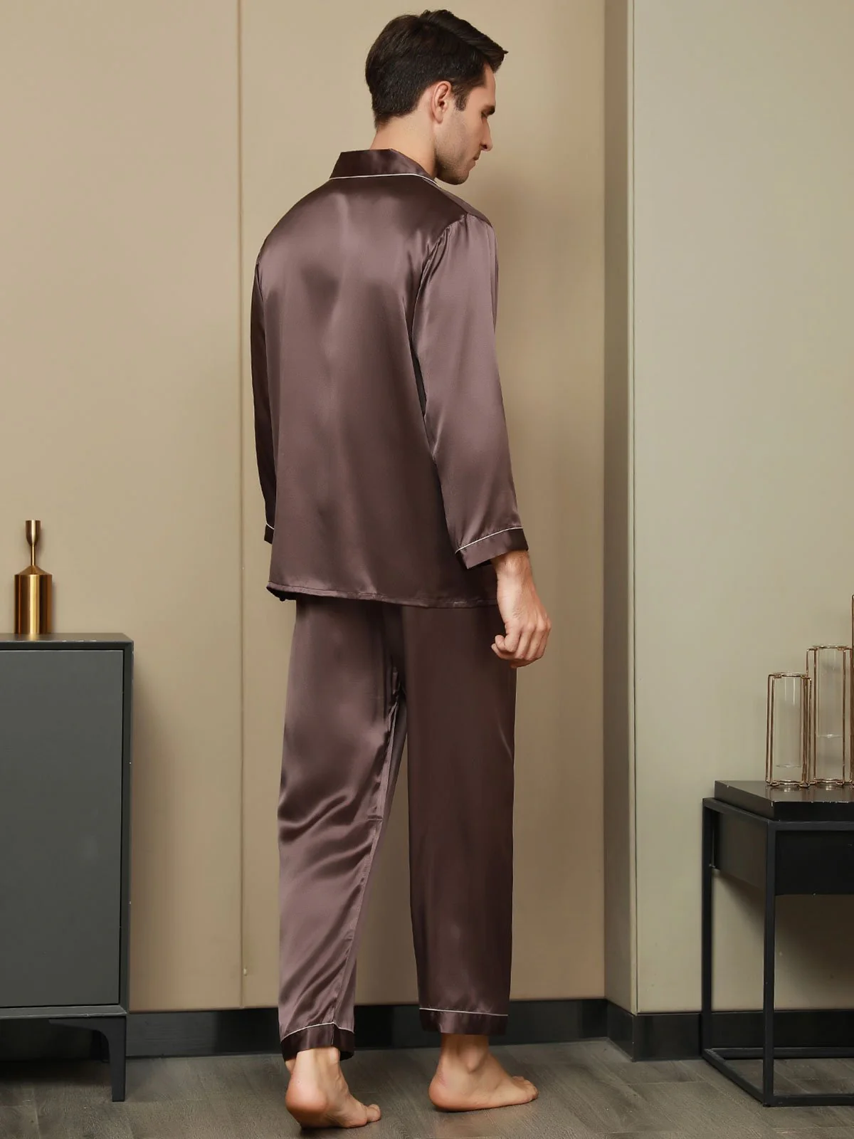 Ensemble Pyjama Pour Homme En Pure Soie À Manches Longues - Image 12