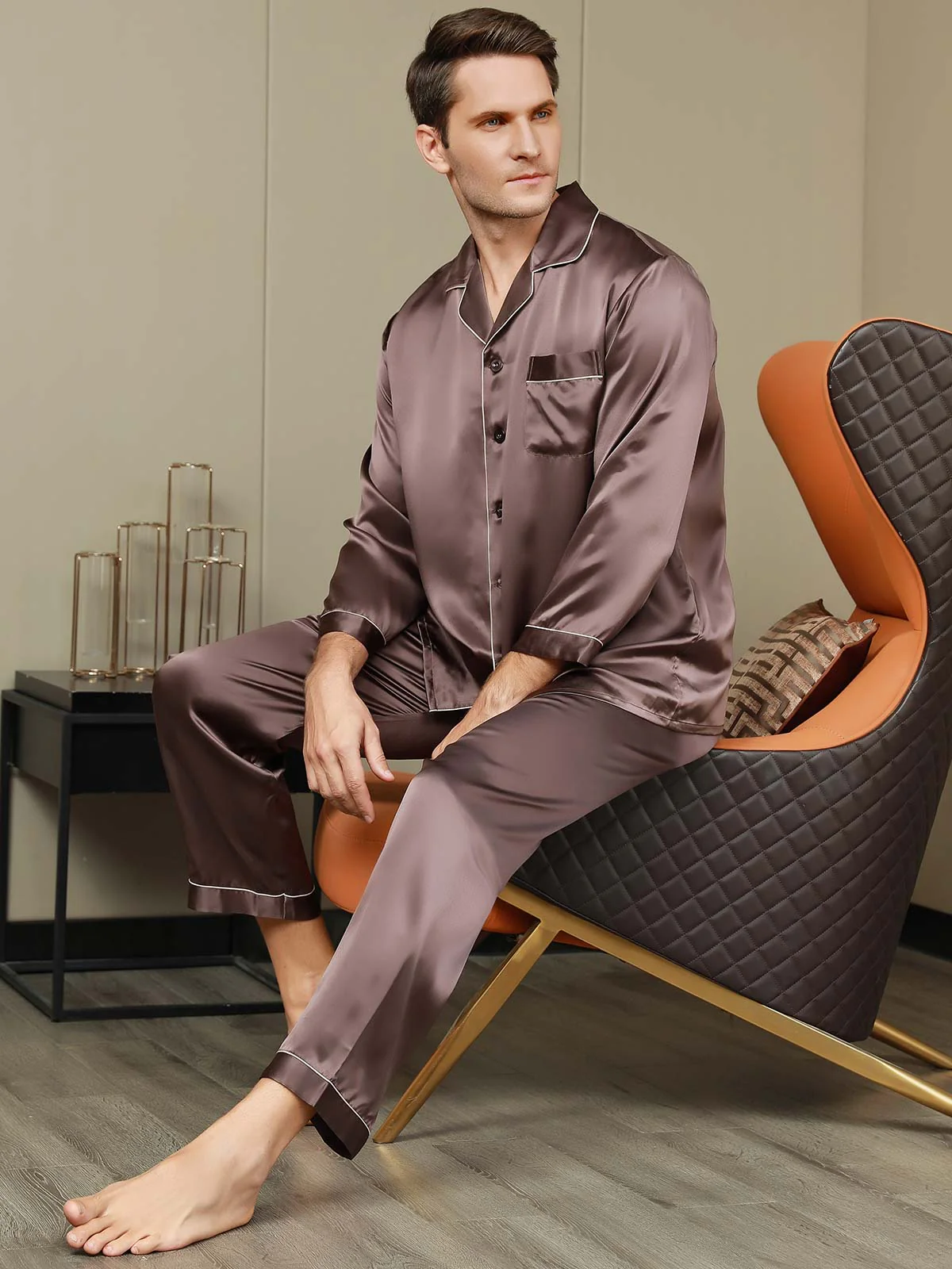 Ensemble Pyjama Pour Homme En Pure Soie À Manches Longues - Image 15