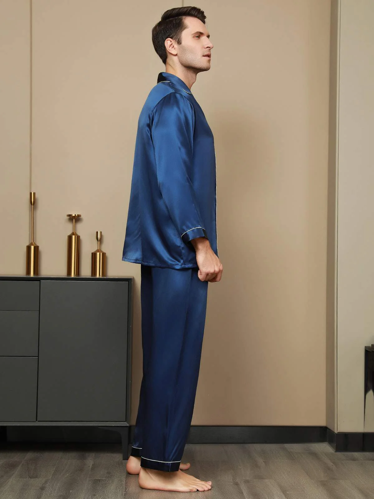 Ensemble Pyjama Pour Homme En Pure Soie À Manches Longues - Image 3