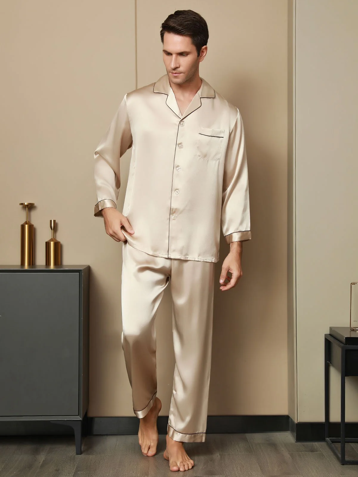 Ensemble Pyjama Pour Homme En Pure Soie À Manches Longues - Image 32