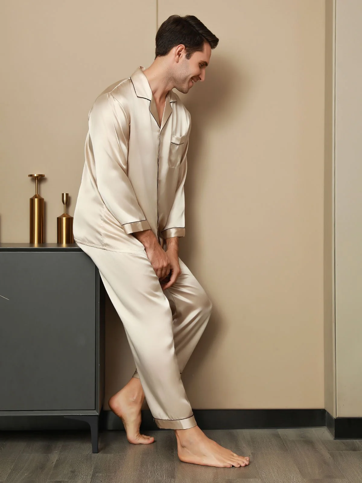 Ensemble Pyjama Pour Homme En Pure Soie À Manches Longues - Image 33