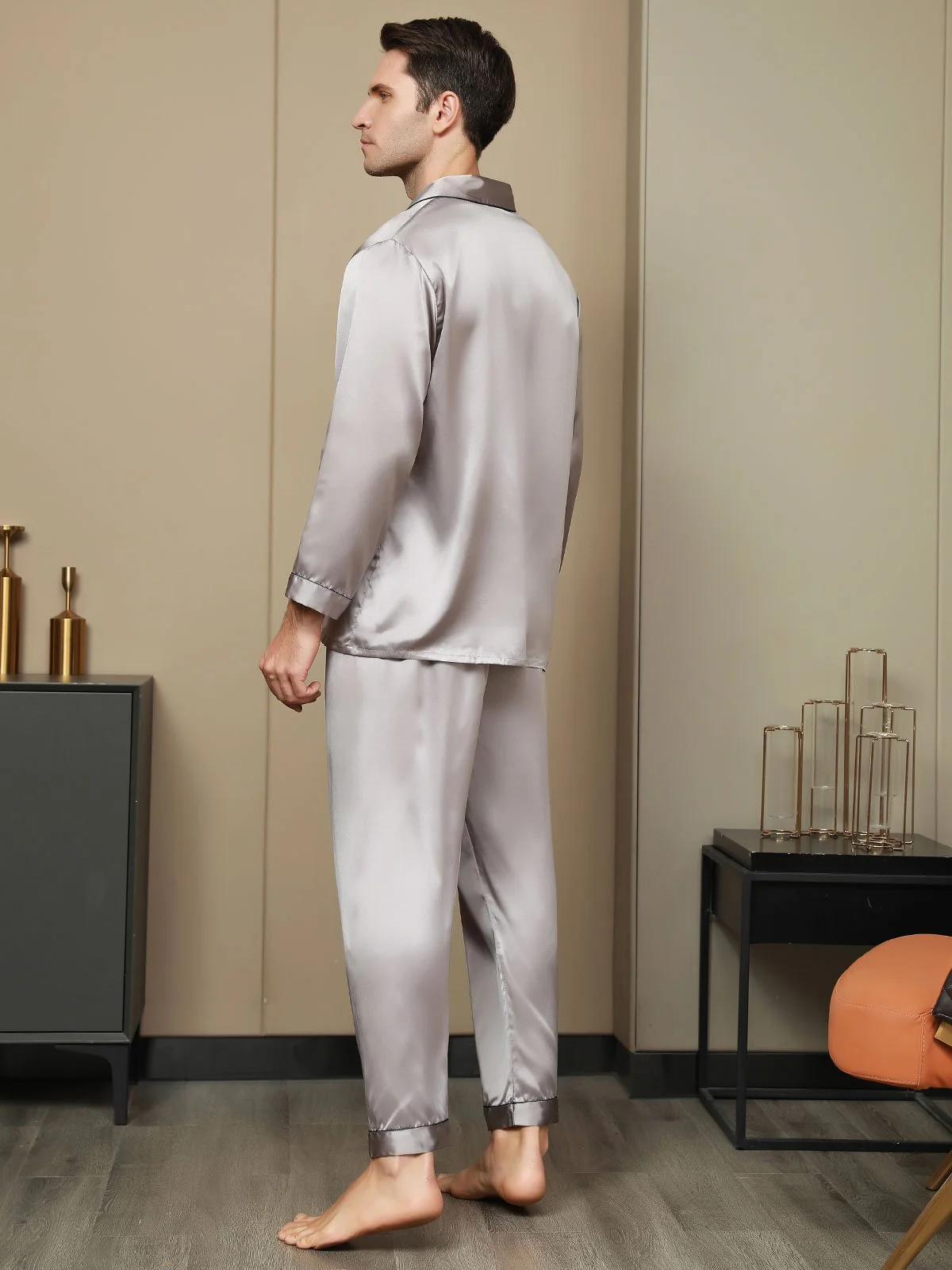 Ensemble Pyjama Pour Homme En Pure Soie À Manches Longues - Image 38