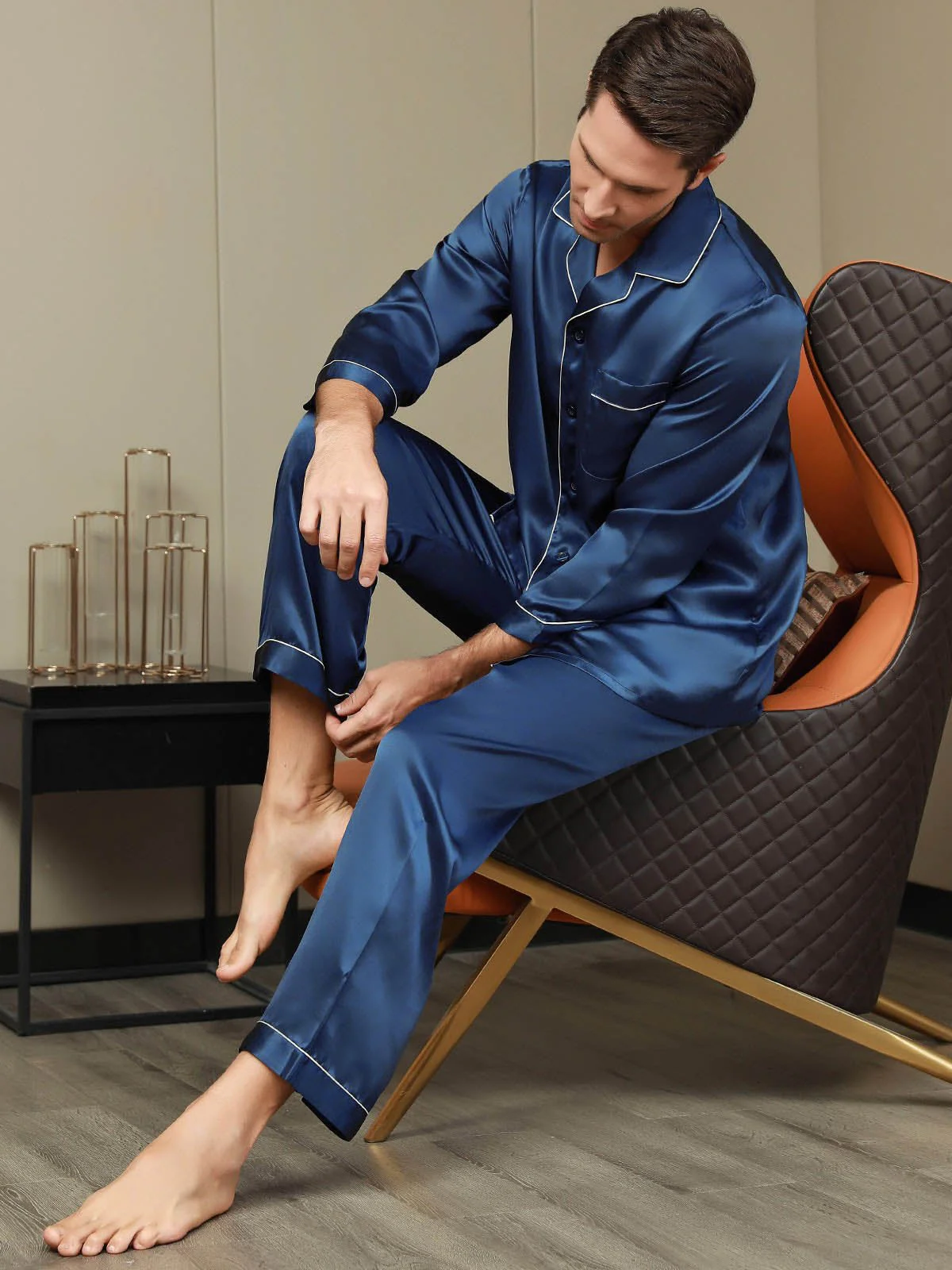 Ensemble Pyjama Pour Homme En Pure Soie À Manches Longues - Image 7