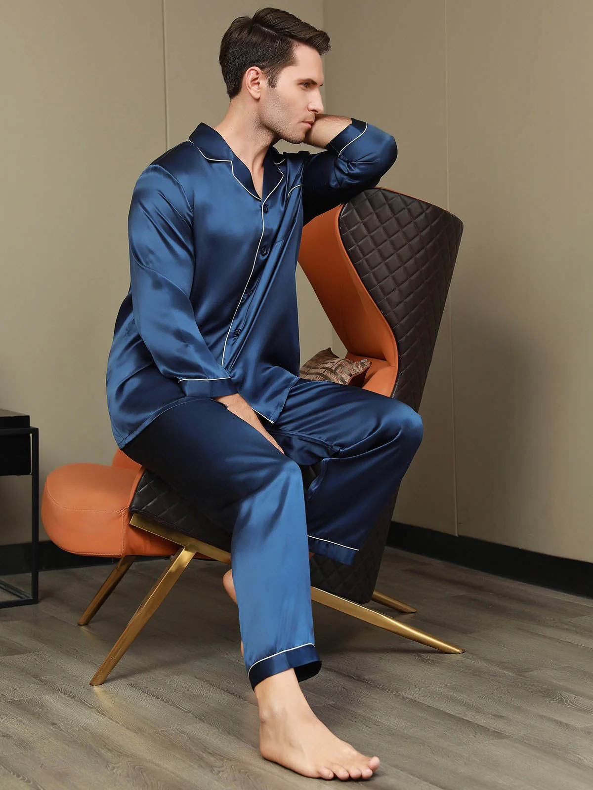 Ensemble Pyjama Pour Homme En Pure Soie À Manches Longues - Image 8