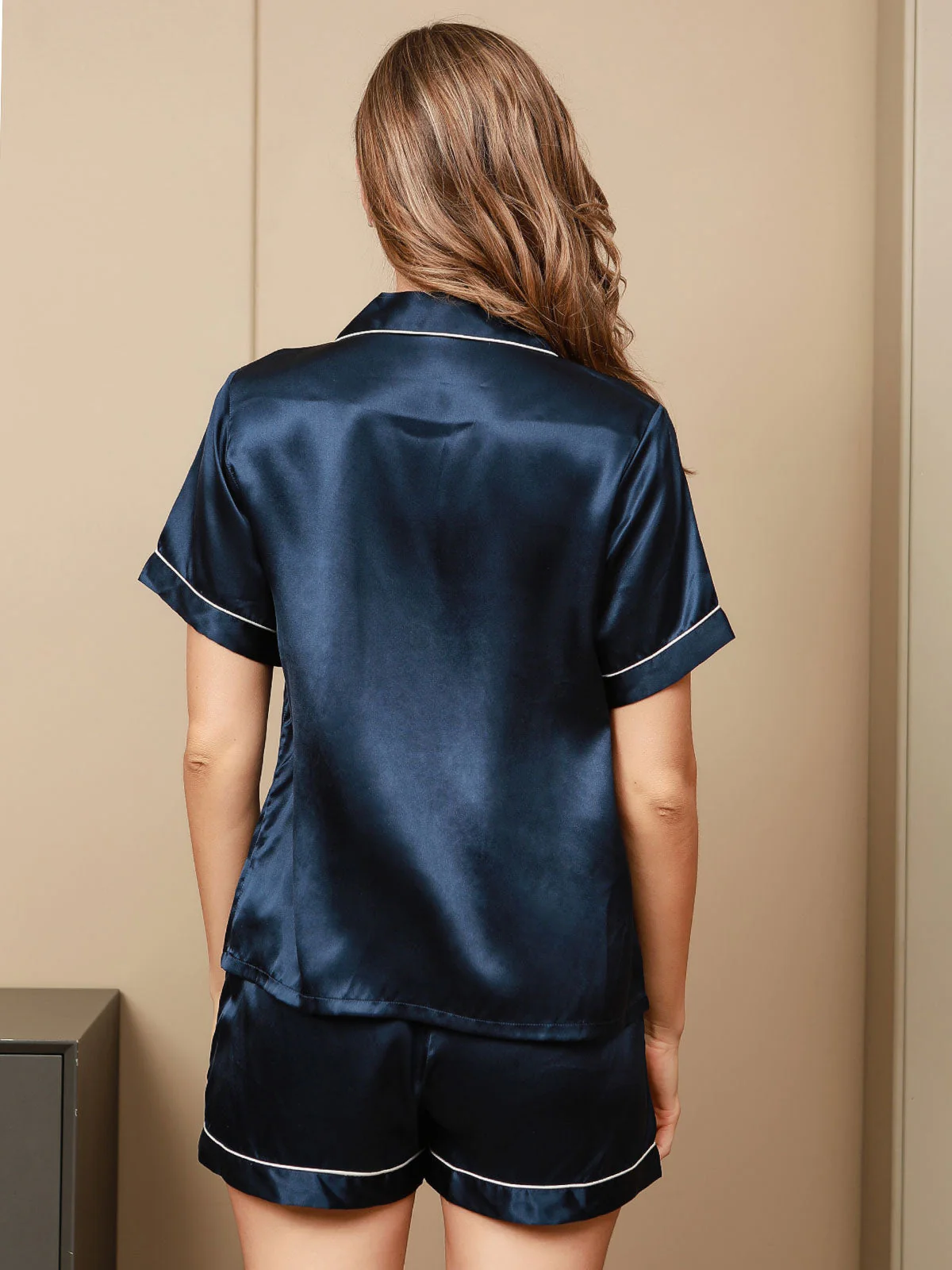 Pyjama en Soie Pure Ensemble de Pyjama Court 2Pcs - Image 15