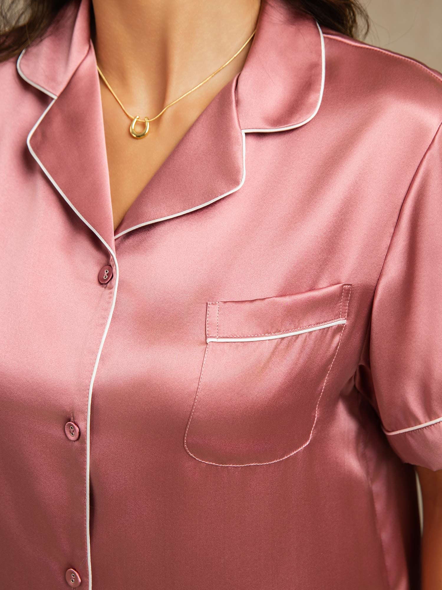 Ensemble Pyjama Court en Soie Pure - Image 60