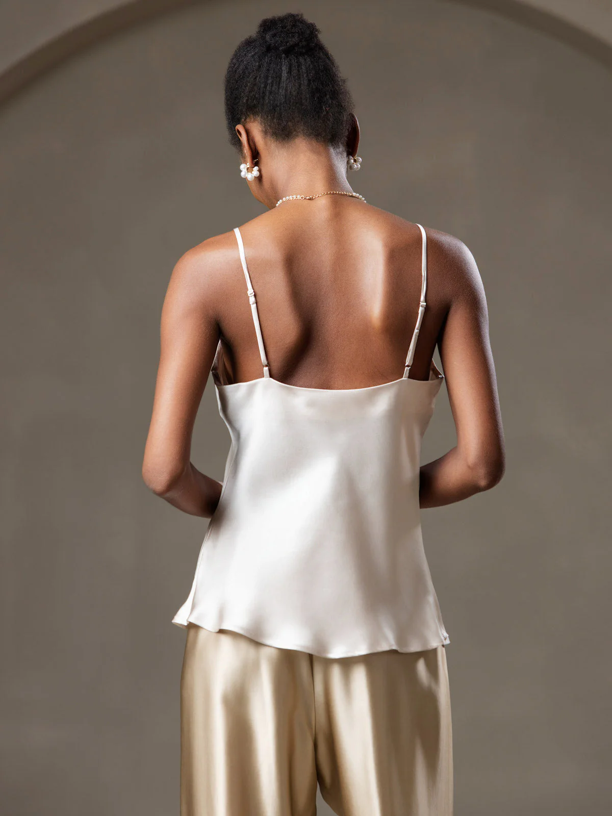Col V Pure Soie Bretelles Spaghetti Haut caraco Débardeur - Image 14
