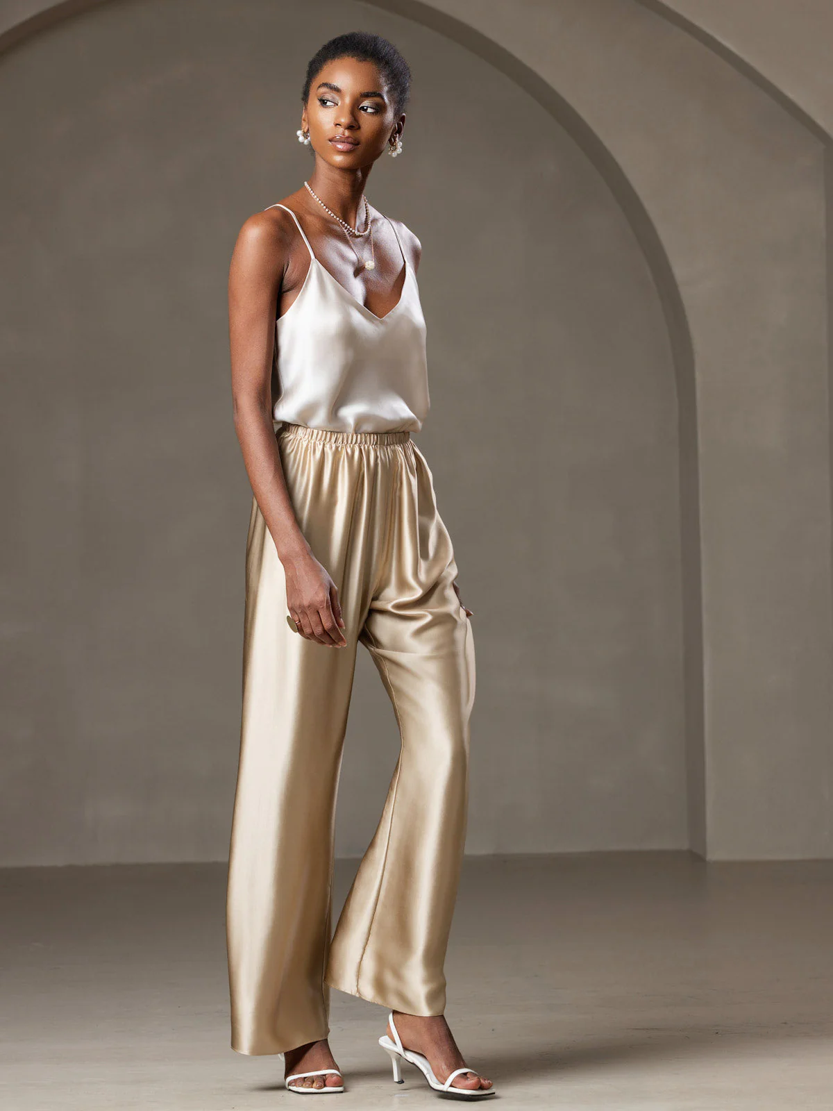 Col V Pure Soie Bretelles Spaghetti Haut caraco Débardeur - Image 18