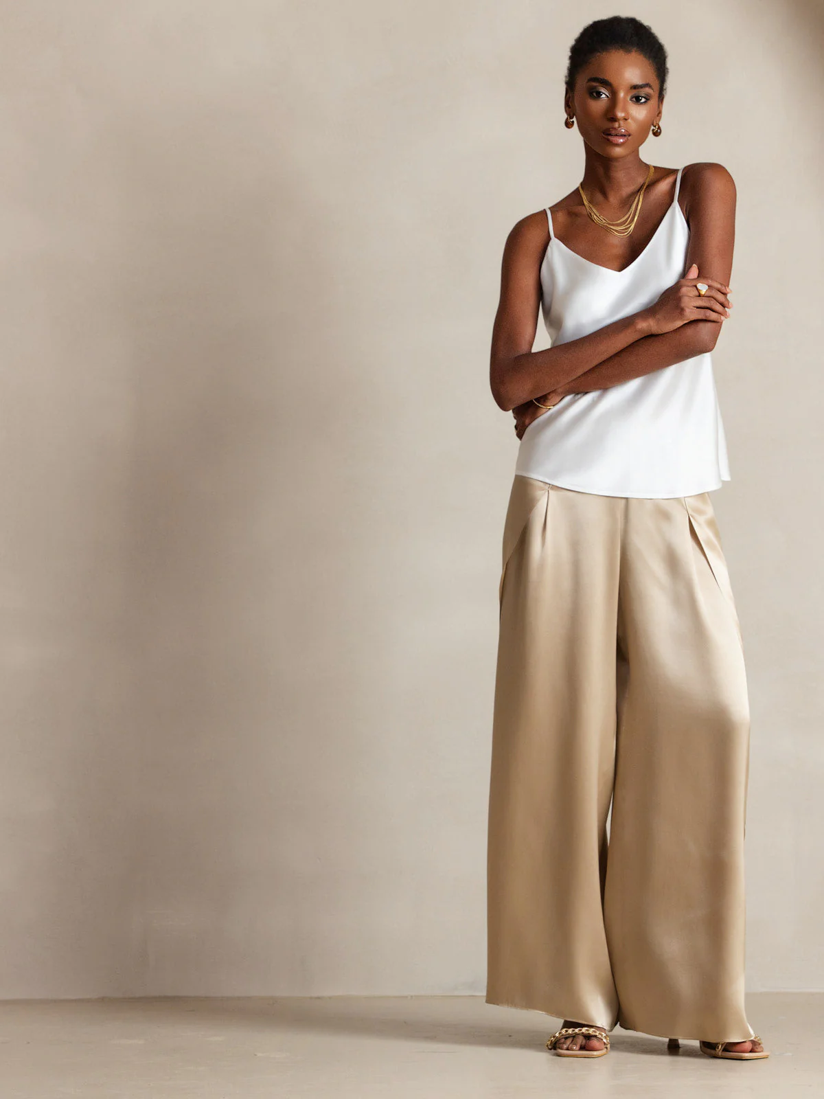 Col V Pure Soie Bretelles Spaghetti Haut caraco Débardeur - Image 6