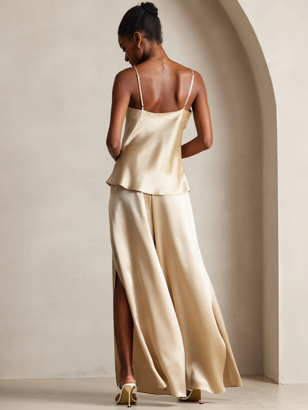 Col V Pure Soie Bretelles Spaghetti Haut caraco Débardeur - Image 8