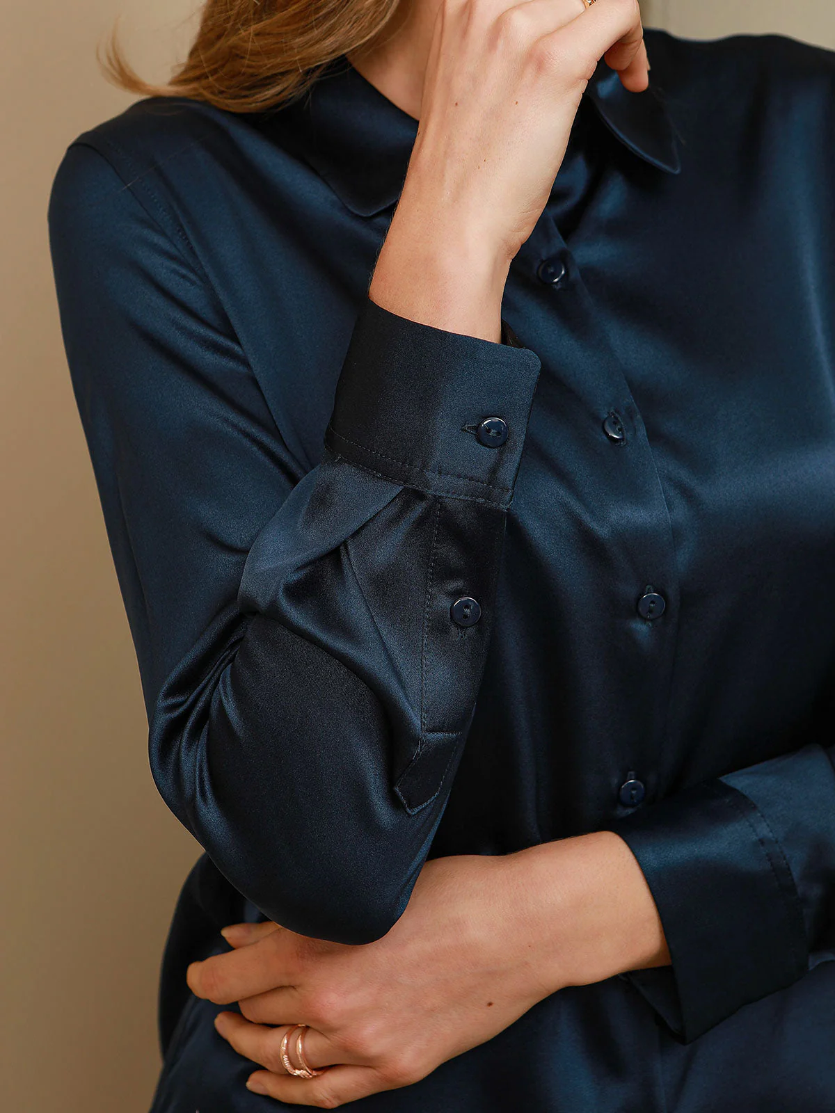 Chemise à Revers Militaire Basique En Soie - Image 51